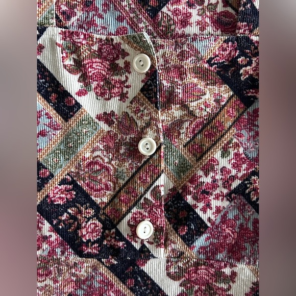 ⭐️ Made in California Vintage Printed Corduroy Sleeveless Top Size 7 - Picture 8 of 9